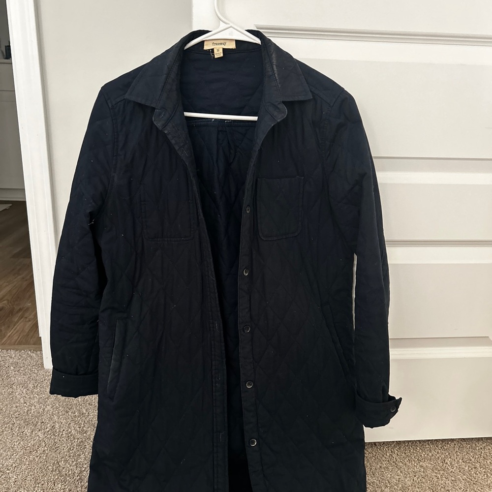 Lulus Navy Quilted Coat